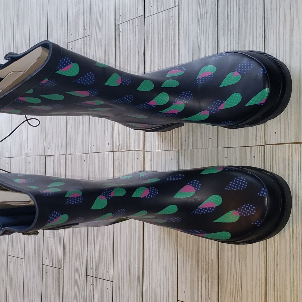 Western Chief Rubber Rain Boots Dotty Downpour Indigo 6 nwt - Picture 5 of 8